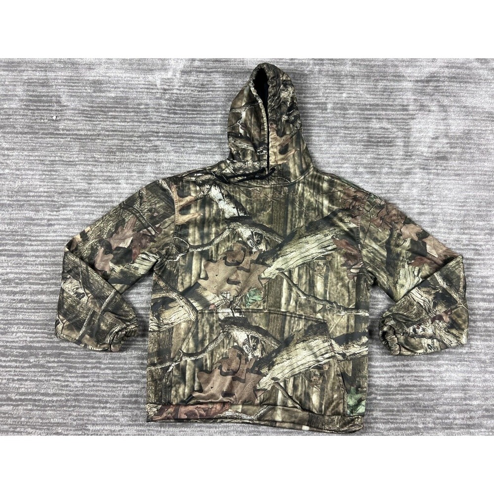 10X Hoodie Mens Medium Brown Mossy Oak Break-Up Infinity Camo Pullover Fleece